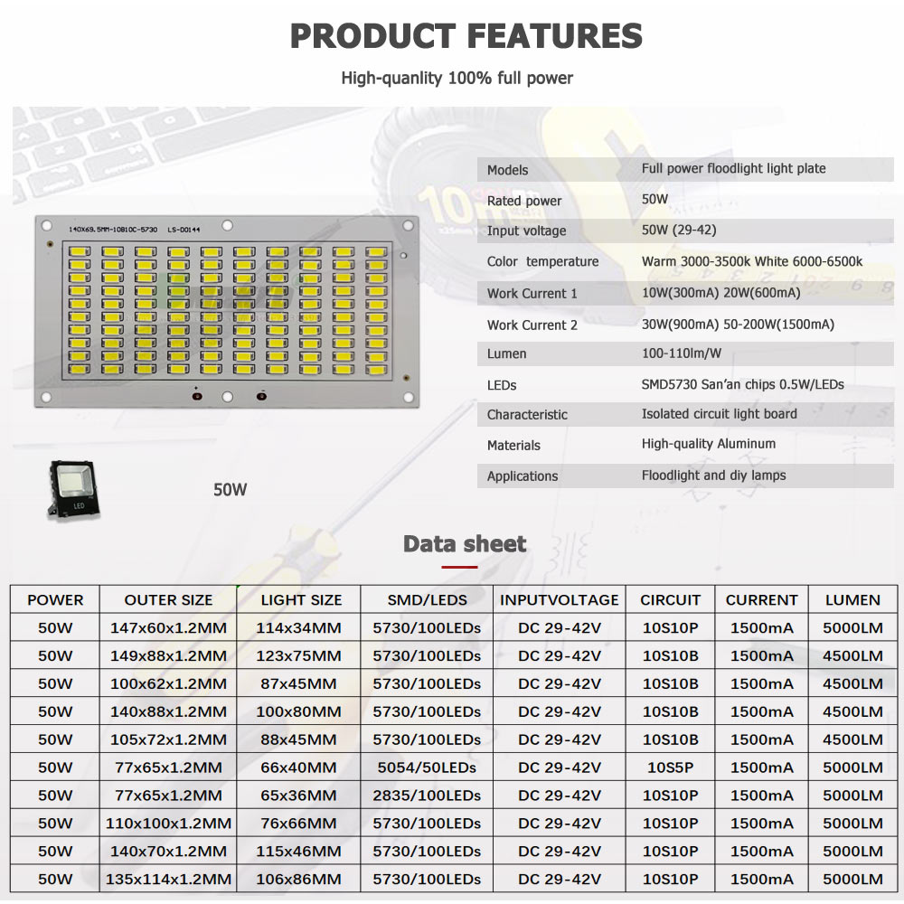 50W LED PCB+Driver Floodlight  - Flood Tray Table review and price